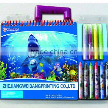 2014 hot selling new design &cartoon kids aqua magic coloring book with pen