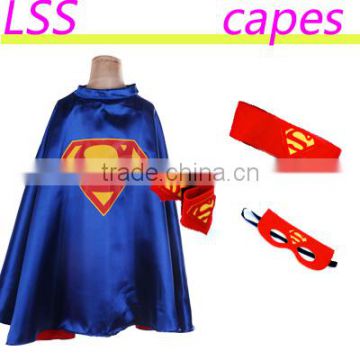 Halloween satin Superhero cloak kids Party children superman mask costume cuff with masque child cape