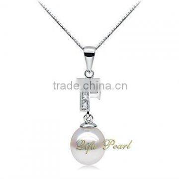 Fancy Letter Pendant with Freshwater Pearl