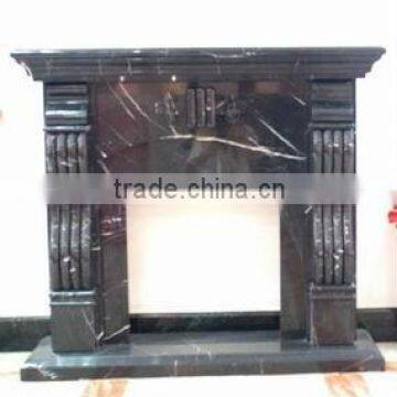 natural black with white veins marble fireplace