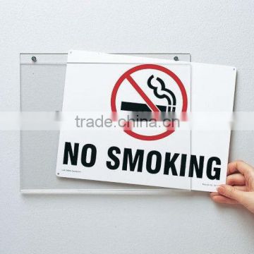 wall mounted acrylic 12''*9'' no smoking sign board holder safety signs labels/stickers/board acrylic signpost with slot paper