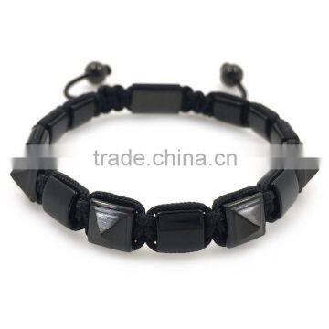 316 stainless steel pyramid beads bracelet with square lapis stone beads bracelet for high end market