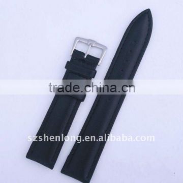 black flat grain leather straps