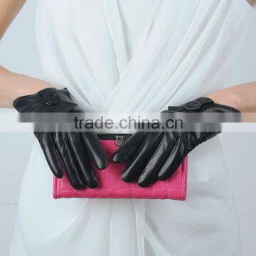 High quality fashion stylish nice handfeel ladies lambskin leather gloves with bow