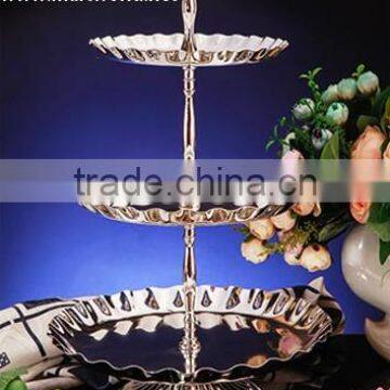 3 Layers plated wedding cake stand;clear cake holder for wedding, party, home & hotel decoration for sale(MH-2031)