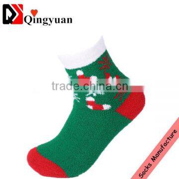 Colourful Pattern OEM Christmas Socks Fluffy Socks Indoor Microfiber Fuzzy Socks photo-3