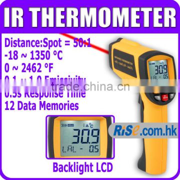 50:1 Non-contact Pyrometer -18~1350 C 0~2462 F 0.1~1EM IR Infrared Thermometer