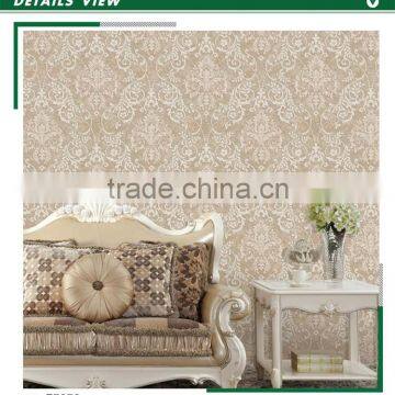 affordable foaming non woven wallpaper, classic damask decoration for shoe shop , environmental wall covering warehouse