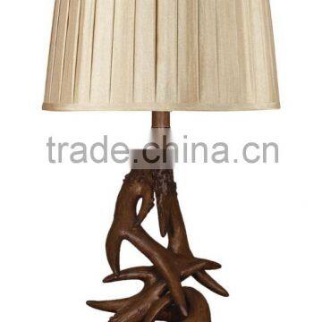 Polyresin Antler Table Lamp With Pleated Shade