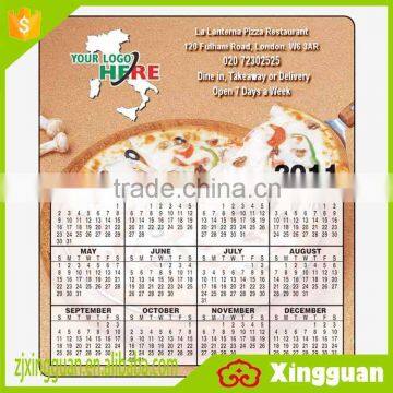 XG2018 quality products business card calendar tinplate fridge magnet