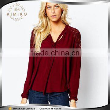 2015 Wholesale Guangzhou Supply New Fashion Long Sleeve Lady Blouse