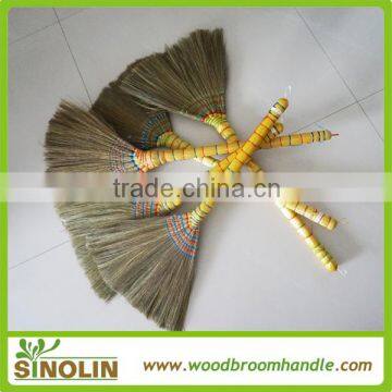 SINOLIN Natural Straw Material Grass Soft Broom with Colorful Grass Sticks