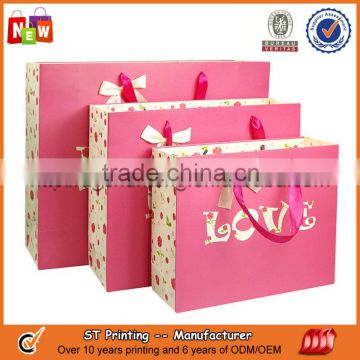 Pink rose flower design gift paper bag