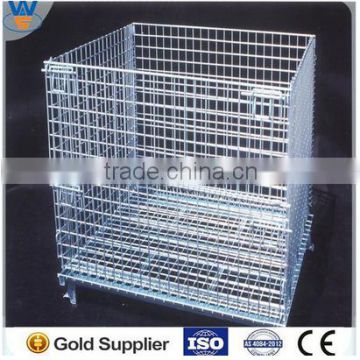 Warehouse Wire Rolling Cage Zinc Collapsible Metal Storage Box Pallet