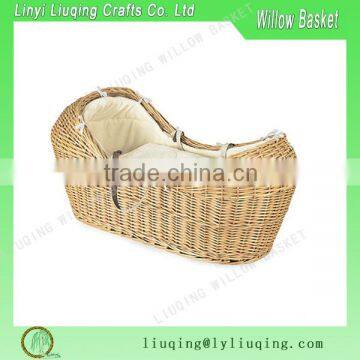 Hot Sell Fabric Linned Wicker Baby Basket With Handle Wicker Moses Basket Cabas Willow Basket For Baby