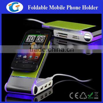 3 USB Port Hub Card Reader Mobile Phone Holder ( Foldable )