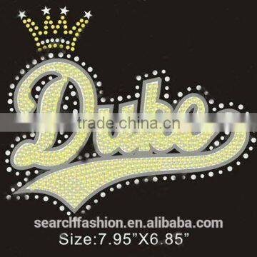 glitter with rhinestone letter transfer hot fix motif iron on t-shirts