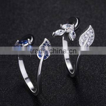 Synthetic Blue Gemstone High Quality cz Engagement Rings White Copper Jewelry