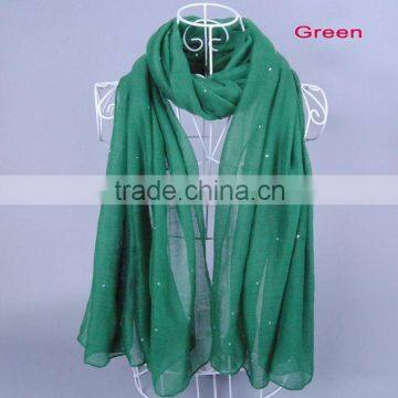 Top Popular Pure Color Diamond Women Scarf Voile Scarves 180*90 Pashmina Muslim photo-5