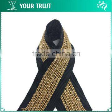 Grommet Eyelet Black Leather Gold Flat Metal Beaded Trim For Wedding Dress photo-3
