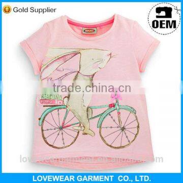 china low price wholesales stylish summer red short sleeve fancy kids t-shirt with embroider bike