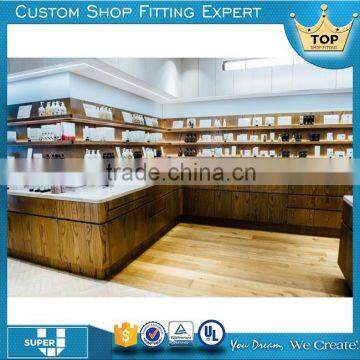 2017 new design wood retail pharmacy shop interior design for brand