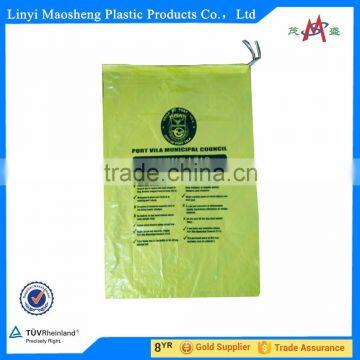 best price HDPE/LDPE plastic garbage bags trash bags rubbish bags on roll with paper label