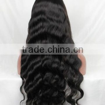 Cheap Long Length Human Hair Silk Top Full Lace Wigs With Natural Color