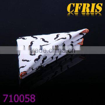 latest high quality mustache printed 100% cotton pocket square