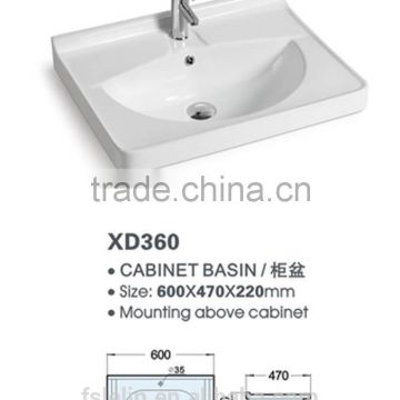 FOSHAN LELIN ceramic L600mm cabinet basin small size vanities top bathroom basin of LT-054