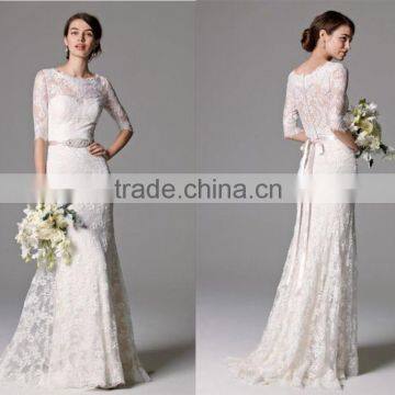 (MY7763) MARRY YOU A-line Lace Vintage Long Sleeve Beach Wedding Dress