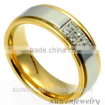 two tone gold plated CZ stainless steel ring women                        
                                                                                Supplier's Choice