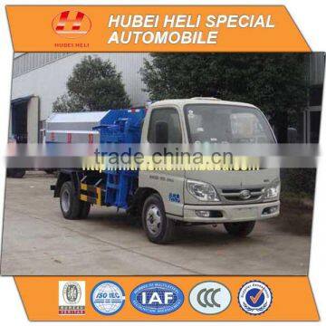 FOTON 4x2 4M3 small hanging bucket garbage truck 98hp hot sale for export