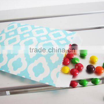 Baby blue Mod pattern design treat favor bags paper candy bags