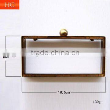 6.5*3inch Antiques Brass Box Purse Frame With Two Plastic Shells photo-2