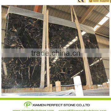 High quality black portoro marble slabs black gold flower marble slab