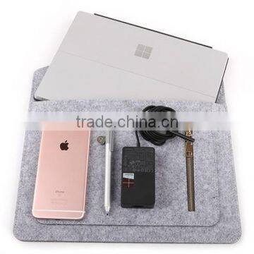 Accept Small Order Fashion Multifunction Slim Felt Tablet Bag With Zipper for Ipad