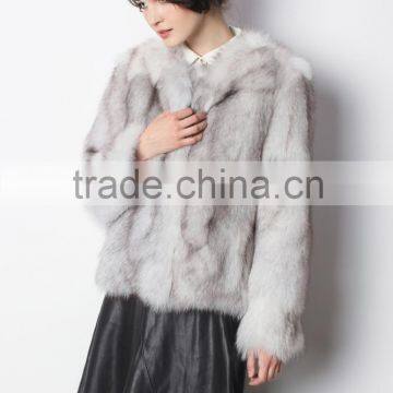 Hot Selling Genuine Silver Fox Fur Short Coat for Winter Warm Fashion Women