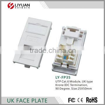 LY-FP35 UTP Cat .6 Module UK type Krone IDC Termination 90 Degree face plate