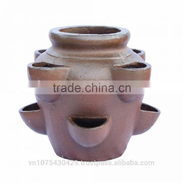 8 pockets, Black Glazed Terracotta Flower Pots, terracotta pots wholesale, vietnam ceramic flower pots