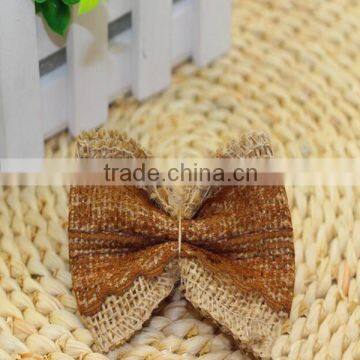 china wholesale jute ribbon bow for gift box packing