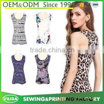 Summer Sleeveless Vest Top Women Printed Blouse Casual Slim Tank Top T-Shirt Hot