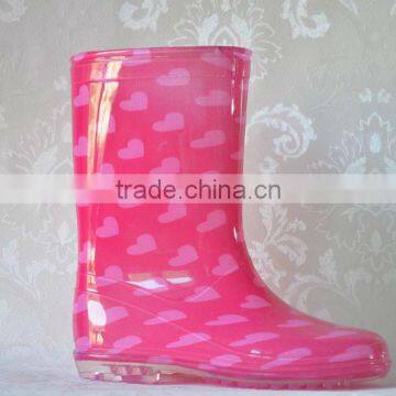 2013 Children pink love PVC rain boot