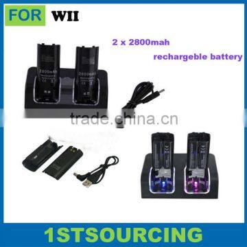 dual battery charger stand for wii remote + 2x 2800mAh Battery for Wii