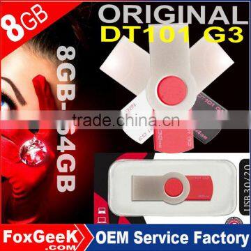 Original Branded DT101 G3 USB Flash Drive 8G/16G/32G/64G/128GB mini/micro Swivel USB2.0 USB3.0 Memory Stick OEM