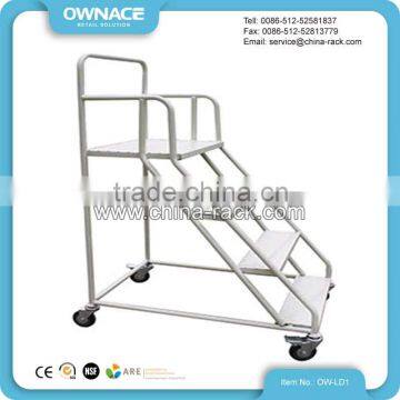 warehouse 4 wheels steel step ladder truck