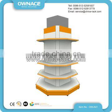 wood grain transfer print metal supermarket gondola shelving