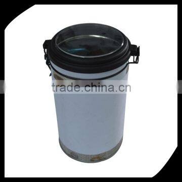 Round shape coffee tin box with stainless lock metal tea pot