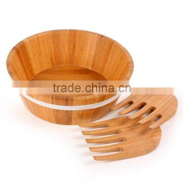 Acacia Wooden Bowls with color ring outside, wood salad bowls