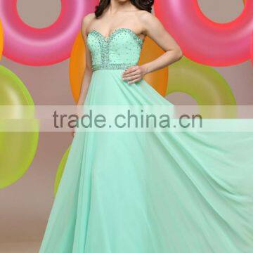 Suzhou factory wholesale beautiful chiffon beaded long bridesmaid wedding dress